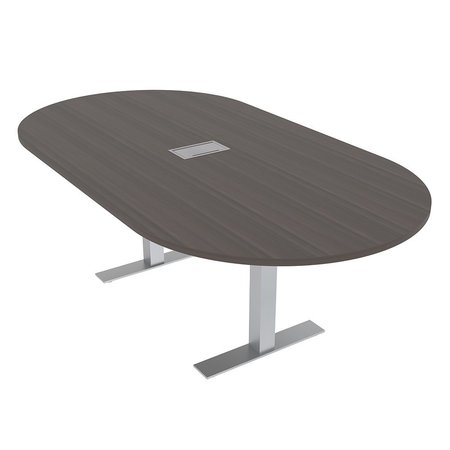 SKUTCHI DESIGNS 4X6 Racetrack Conference Table with Metal T Bases, Power And Data, 6 Person Table, Black Oak HAR-RAC-46X72-T-ELEC-XD1025